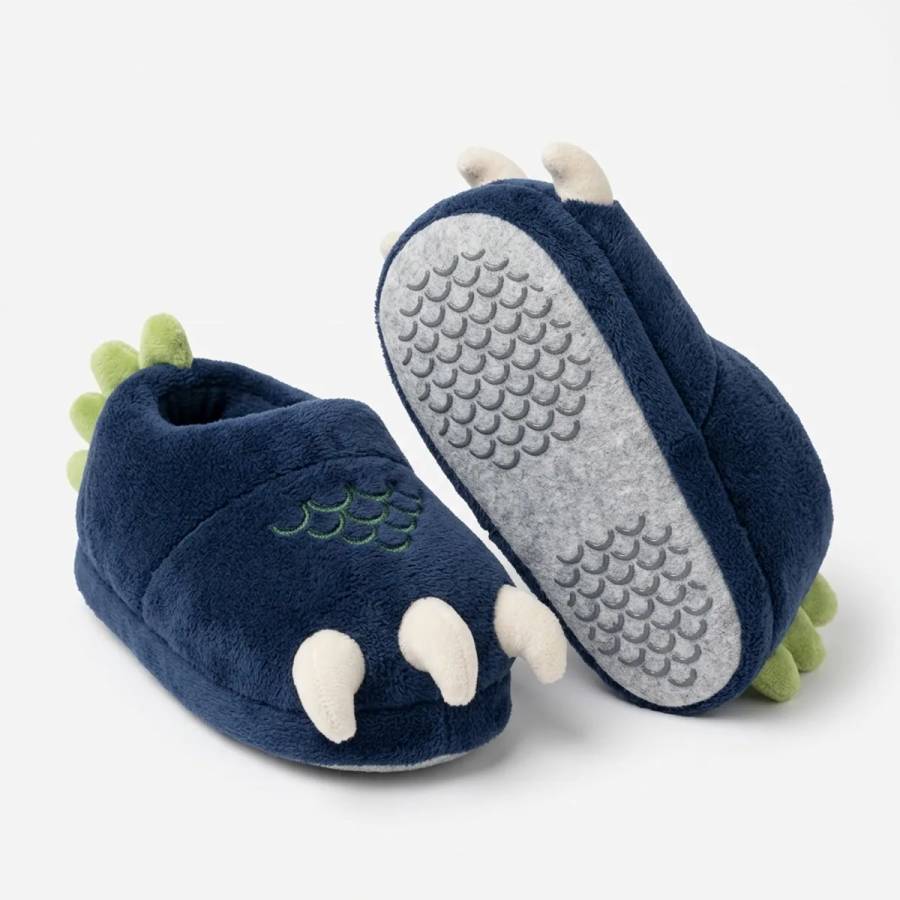 Pantufa Dinossauro Azul-Marinho